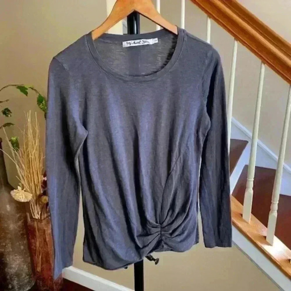 Michael Stars Ruched Long Sleeve Tee 100% Supima Cotton. O/S - Picture 1 of 11